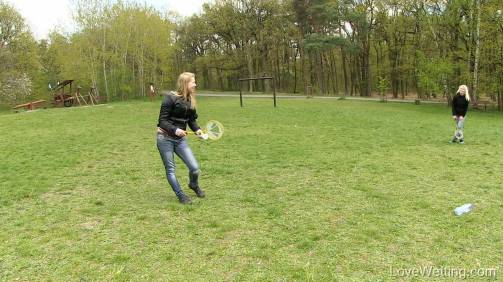 Badminton in park