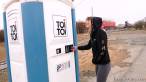Locked porta potty
