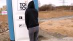 Locked porta potty