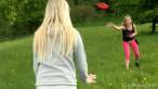Two blondes - one frisbee